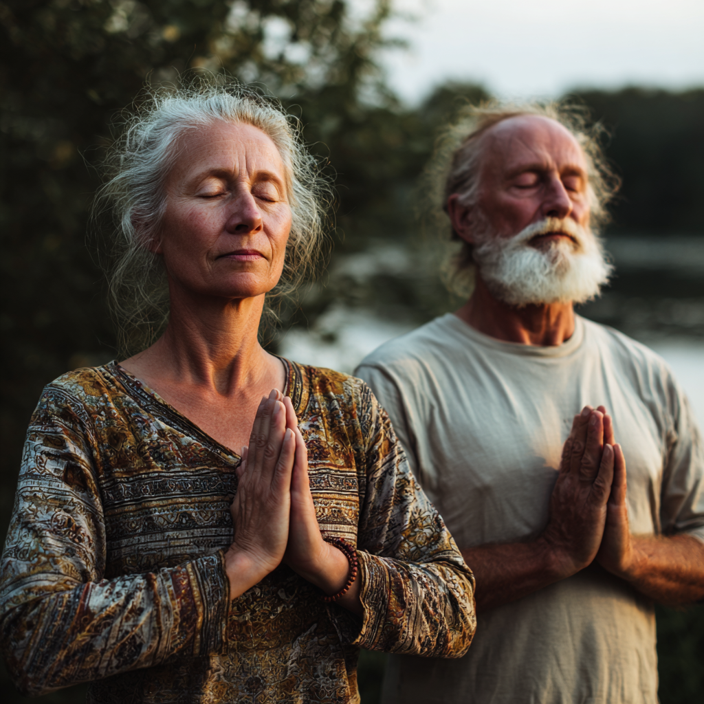 Elderly European man preparing healthy vegetarian meal with fresh vegetables and grains in a bright kitchen